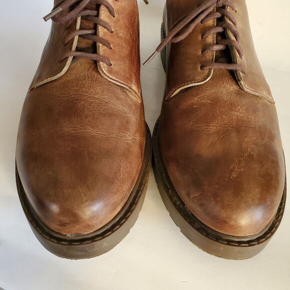 Vtg Men\'s 12M Derby Lace Up Shoes Aged Distressed Time Worn Patina Zodiac USA
